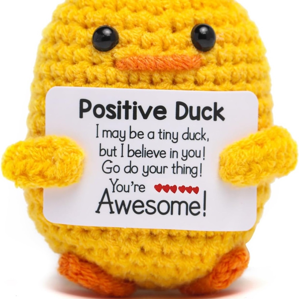 Yellow Crocheted Positive Duck Plush